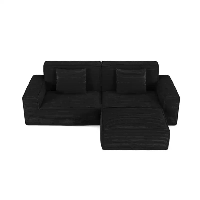 Canapé modulable grand format Whisen 106.3 - Tissu rayé, Style moderne, Confortable, Compression sous vide, Éponge pleine, Haute résilience, Droit