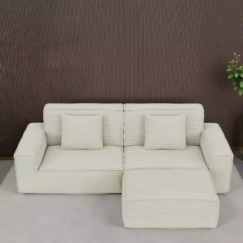 Canapé modulable grand format Whisen 106.3 - Tissu rayé, Style moderne, Confortable, Compression sous vide, Éponge pleine, Haute résilience, Droit