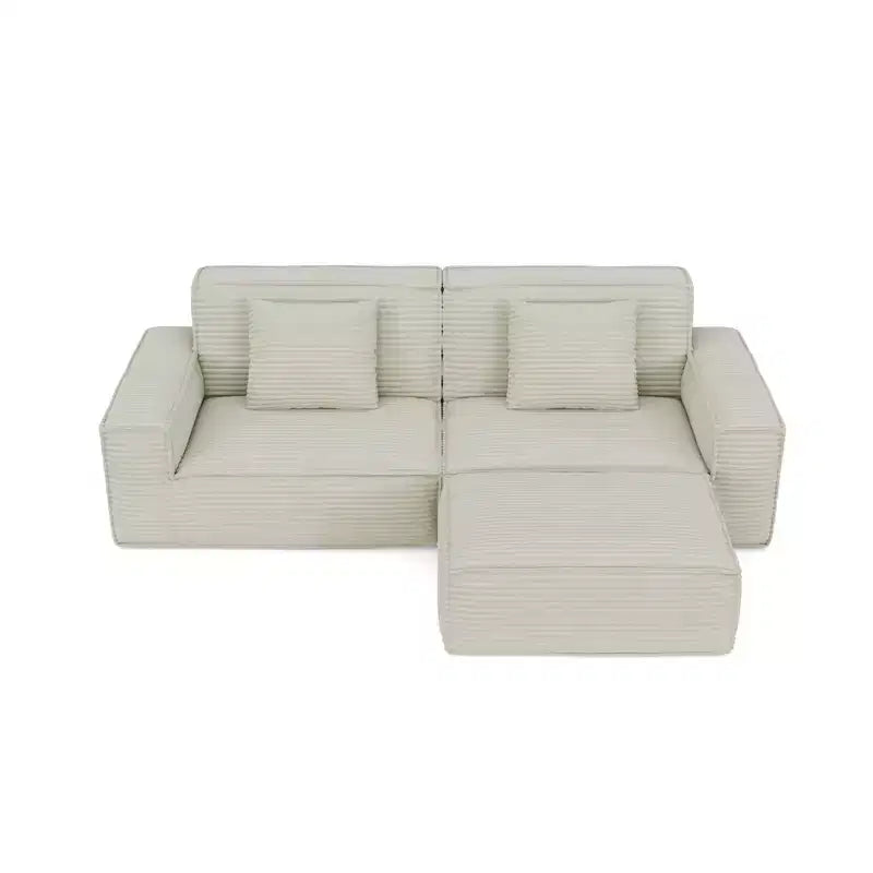 Canapé modulable grand format Whisen 106.3 - Tissu rayé, Style moderne, Confortable, Compression sous vide, Éponge pleine, Haute résilience, Droit