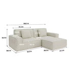 Canapé modulable grand format Whisen 106.3 - Tissu rayé, Style moderne, Confortable, Compression sous vide, Éponge pleine, Haute résilience, Droit