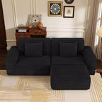 Canapé modulable grand format Whisen 106.3 - Tissu rayé, Style moderne, Confortable, Compression sous vide, Éponge pleine, Haute résilience, Droit