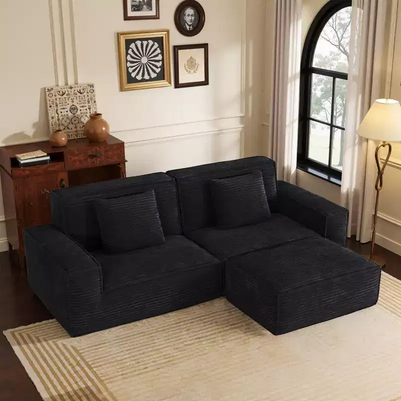 Whisen 106.3 Large Modular Sofa - Striped Fabric, Modern Style, Comfortable, Vacuum Compression, Full Sponge, High Rebound, Straight