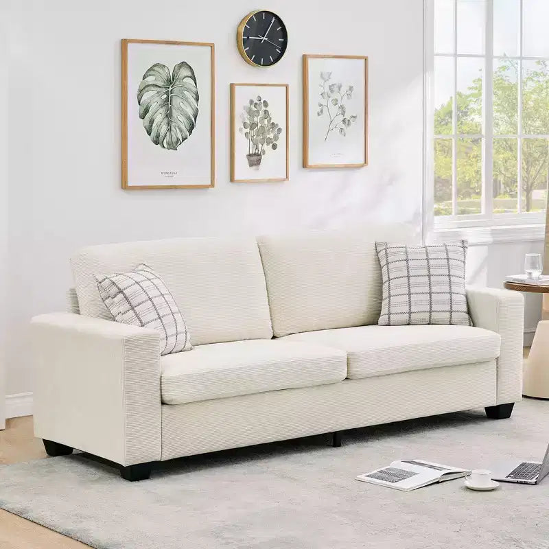 83 Inch Modern 3 Seater Sofa Couch with Deep Upholstered Seats, Comfortable Cloud Couch for Living Room, Bedroom, Office