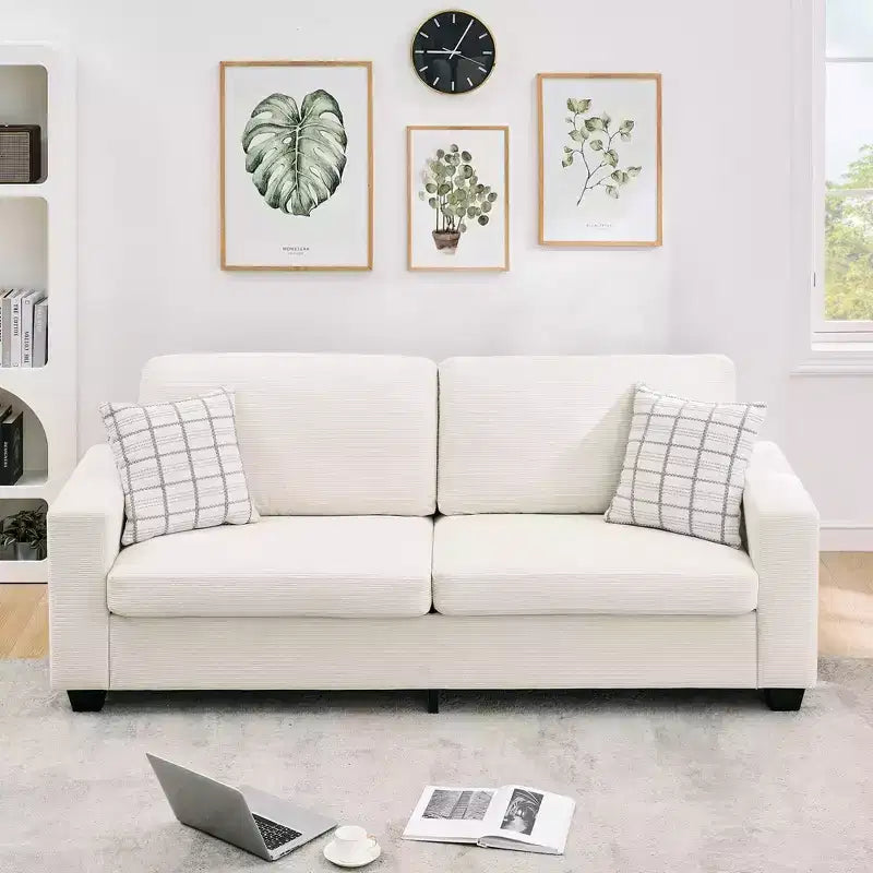 83 Inch Modern 3 Seater Sofa Couch with Deep Upholstered Seats, Comfortable Cloud Couch for Living Room, Bedroom, Office