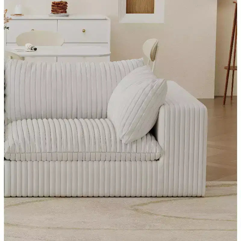 MAYEERTY 118.2 Canapé Nuage en Coton Velours Blanc, Assise Profonde, Coussin Amovible Double Couche, Aucun Assemblage Requis, Multi-Pièces