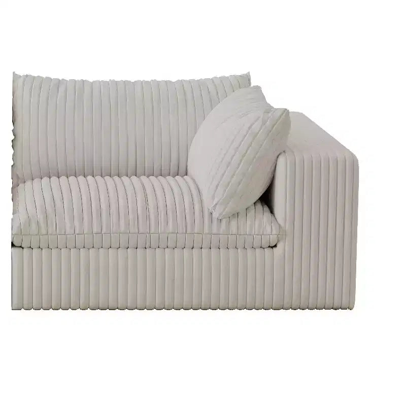 MAYEERTY 118.2 Canapé Nuage en Coton Velours Blanc, Assise Profonde, Coussin Amovible Double Couche, Aucun Assemblage Requis, Multi-Pièces