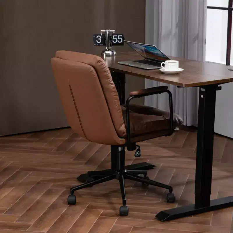 Okak Mid Back Desk Chair, Office Chair with Padded Armrest and Wheels, Computer Chair for Office, Gaming Room, Study