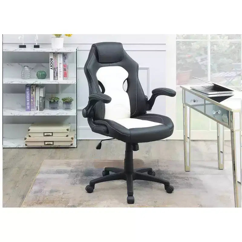 Chaise de bureau Okak réglable en hauteur, chaise de bureau rembourrée avec roulettes, chaise de jeu confortable pour le bureau, le studio, la salle de jeux