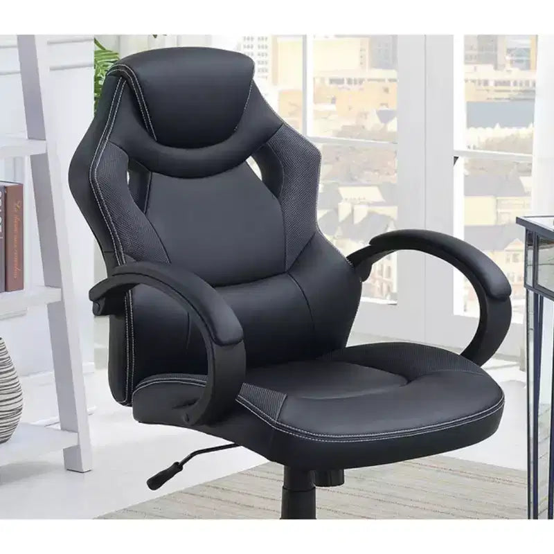Chaise de bureau Okak réglable en hauteur, chaise de bureau rembourrée avec roulettes, chaise de jeu confortable pour le bureau, le studio, la salle de jeux