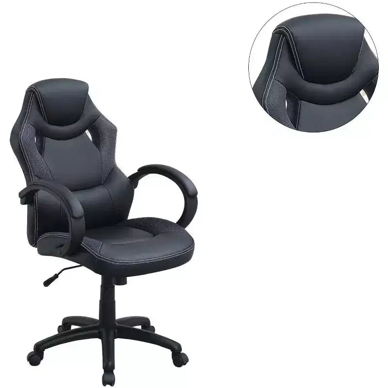 Chaise de bureau Okak réglable en hauteur, chaise de bureau rembourrée avec roulettes, chaise de jeu confortable pour le bureau, le studio, la salle de jeux