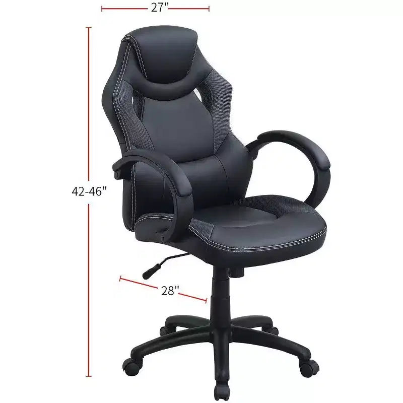 Chaise de bureau Okak réglable en hauteur, chaise de bureau rembourrée avec roulettes, chaise de jeu confortable pour le bureau, le studio, la salle de jeux