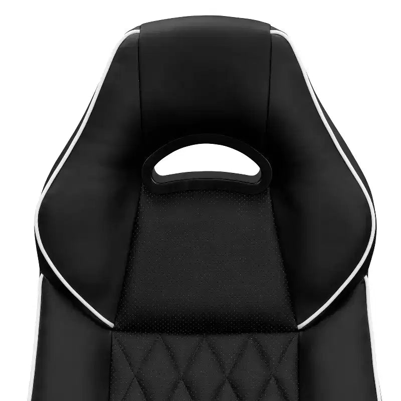 Fauteuil de jeu à dossier haut Okak avec siège et dossier rembourrés, chaise de bureau de direction avec base et roulettes en métal, chaise de bureau pour l'étude, la salle de lecture, noir