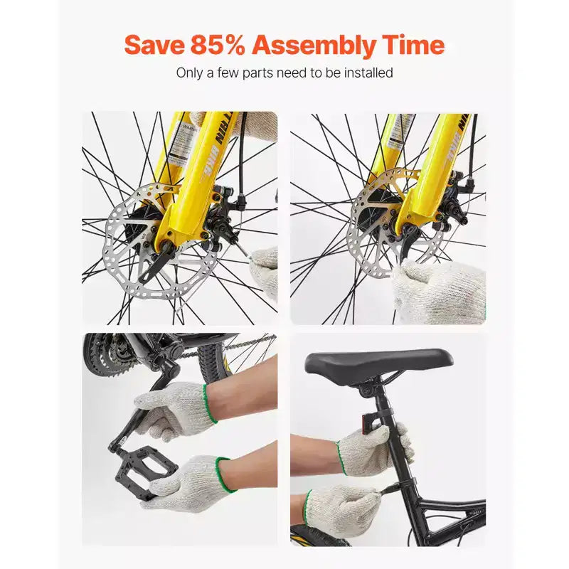 VEVOR Mountain Bike, 29 inch MTB Bicycle with Full Dual Suspension, 24 Speeds Twist Shifting, Dual Disc Brakes, Aluminum Alloy Frame,Black&Yellow