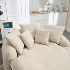 Oversized Oval Chenille Bean Bag Sofa with 3 Large and 2 Small Pillows and Wrap Around Backrest for Adults