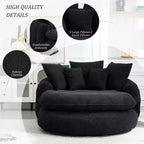 Oversized Oval Chenille Bean Bag Sofa with 3 Large and 2 Small Pillows and Wrap Around Backrest for Adults