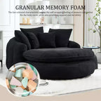 Oversized Oval Chenille Bean Bag Sofa with 3 Large and 2 Small Pillows and Wrap Around Backrest for Adults