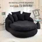 Oversized Oval Chenille Bean Bag Sofa with 3 Large and 2 Small Pillows and Wrap Around Backrest for Adults