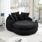 Oversized Oval Chenille Bean Bag Sofa with 3 Large and 2 Small Pillows and Wrap Around Backrest for Adults