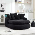 Oversized Oval Chenille Bean Bag Sofa with 3 Large and 2 Small Pillows and Wrap Around Backrest for Adults