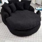 Oversized Oval Chenille Bean Bag Sofa with 3 Large and 2 Small Pillows and Wrap Around Backrest for Adults