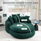 Oversized Oval Chenille Bean Bag Sofa with 3 Large and 2 Small Pillows and Wrap Around Backrest for Adults