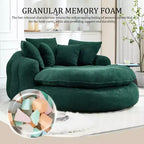 Oversized Oval Chenille Bean Bag Sofa with 3 Large and 2 Small Pillows and Wrap Around Backrest for Adults