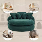 Oversized Oval Chenille Bean Bag Sofa with 3 Large and 2 Small Pillows and Wrap Around Backrest for Adults