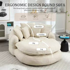 Oversized Oval Chenille Bean Bag Sofa with 3 Large and 2 Small Pillows and Wrap Around Backrest for Adults