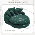 Oversized Oval Chenille Bean Bag Sofa with 3 Large and 2 Small Pillows and Wrap Around Backrest for Adults