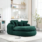 Oversized Oval Chenille Bean Bag Sofa with 3 Large and 2 Small Pillows and Wrap Around Backrest for Adults