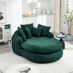 Oversized Oval Chenille Bean Bag Sofa with 3 Large and 2 Small Pillows and Wrap Around Backrest for Adults
