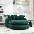 Oversized Oval Chenille Bean Bag Sofa with 3 Large and 2 Small Pillows and Wrap Around Backrest for Adults