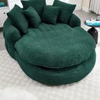 Oversized Oval Chenille Bean Bag Sofa with 3 Large and 2 Small Pillows and Wrap Around Backrest for Adults