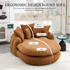 Oversized Oval Chenille Bean Bag Sofa with 3 Large and 2 Small Pillows and Wrap Around Backrest for Adults