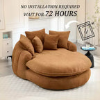 Oversized Oval Chenille Bean Bag Sofa with 3 Large and 2 Small Pillows and Wrap Around Backrest for Adults