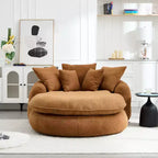 Oversized Oval Chenille Bean Bag Sofa with 3 Large and 2 Small Pillows and Wrap Around Backrest for Adults
