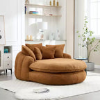 Oversized Oval Chenille Bean Bag Sofa with 3 Large and 2 Small Pillows and Wrap Around Backrest for Adults