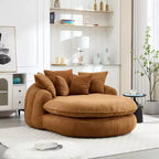 Oversized Oval Chenille Bean Bag Sofa with 3 Large and 2 Small Pillows and Wrap Around Backrest for Adults