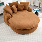 Oversized Oval Chenille Bean Bag Sofa with 3 Large and 2 Small Pillows and Wrap Around Backrest for Adults