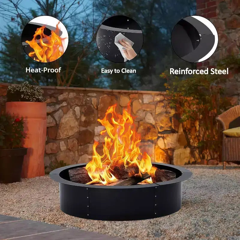 Cercle de brasero COZONY de 91 cm, panneaux d'acier emboîtables pour brasero extérieur à bois, installation facile