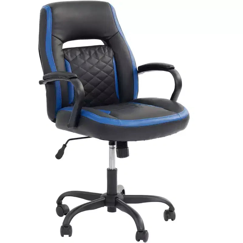 Okak Gaming Chair with Armrest, Criss Cross Chair with Wheels, Upholstered Computer Chair for Study, Office, Gaming Room