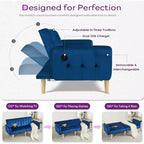 TYBOATLE 65 Convertible Loveseat Sofa Bed with USB Ports, 3-Position Adjustable Backrest, Modern Tufted Small Sofa