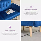 TYBOATLE 65 Convertible Loveseat Sofa Bed with USB Ports, 3-Position Adjustable Backrest, Modern Tufted Small Sofa