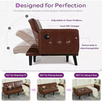 TYBOATLE 65 Convertible Loveseat Sofa Bed with USB Ports, 3-Position Adjustable Backrest, Modern Tufted Small Sofa