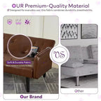 TYBOATLE 65 Convertible Loveseat Sofa Bed with USB Ports, 3-Position Adjustable Backrest, Modern Tufted Small Sofa