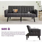 TYBOATLE 65 Convertible Loveseat Sofa Bed with USB Ports, 3-Position Adjustable Backrest, Modern Tufted Small Sofa