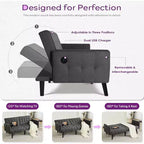 TYBOATLE 65 Convertible Loveseat Sofa Bed with USB Ports, 3-Position Adjustable Backrest, Modern Tufted Small Sofa