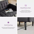 TYBOATLE 65 Convertible Loveseat Sofa Bed with USB Ports, 3-Position Adjustable Backrest, Modern Tufted Small Sofa
