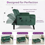 TYBOATLE 65 Convertible Loveseat Sofa Bed with USB Ports, 3-Position Adjustable Backrest, Modern Tufted Small Sofa