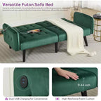 TYBOATLE 65 Convertible Loveseat Sofa Bed with USB Ports, 3-Position Adjustable Backrest, Modern Tufted Small Sofa